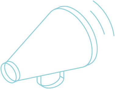 Illustration einer Flüstertüte mit Schallwellen